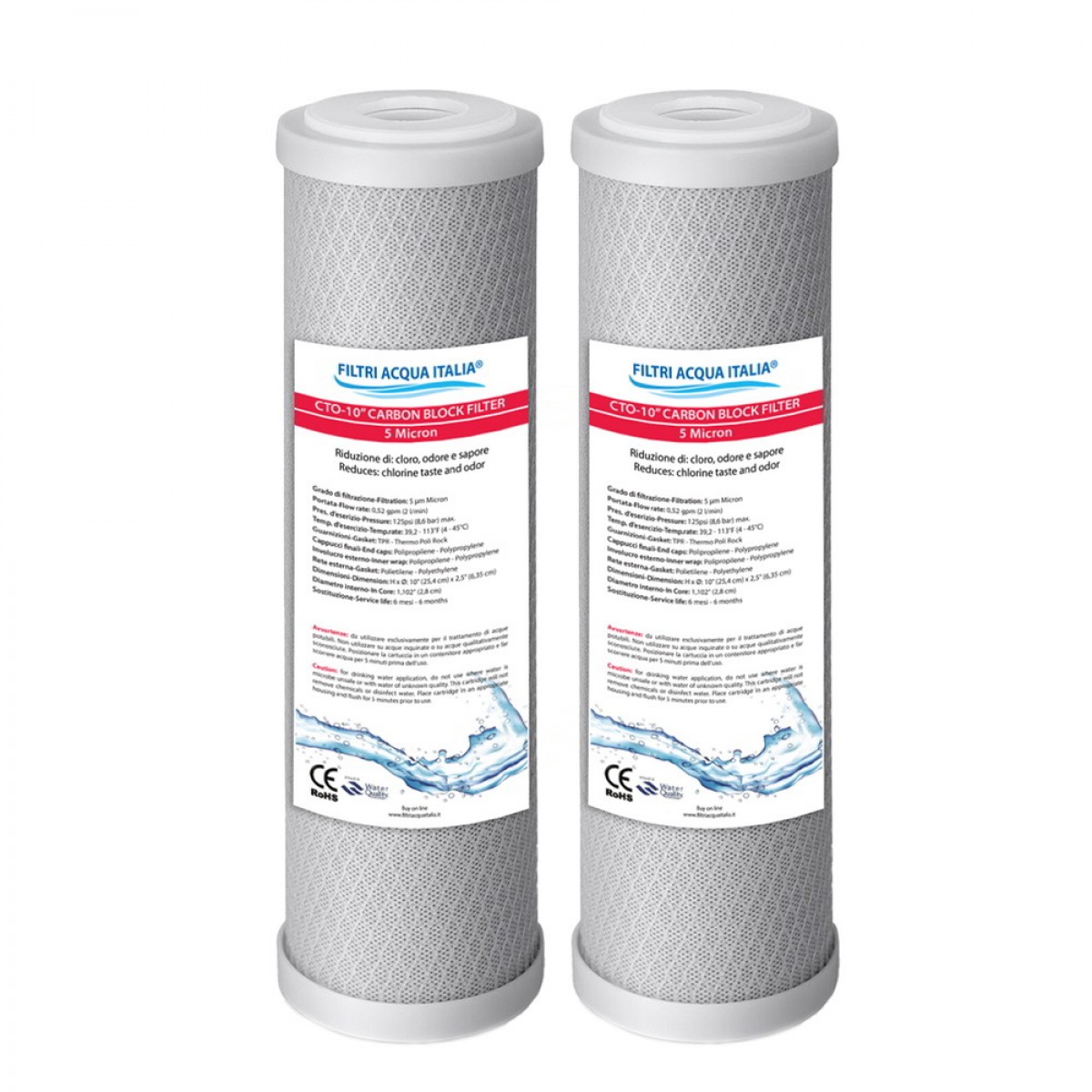 10 Cartouches Filtre 10 Pouces 5 Microns - Purification Eau Polypropylène